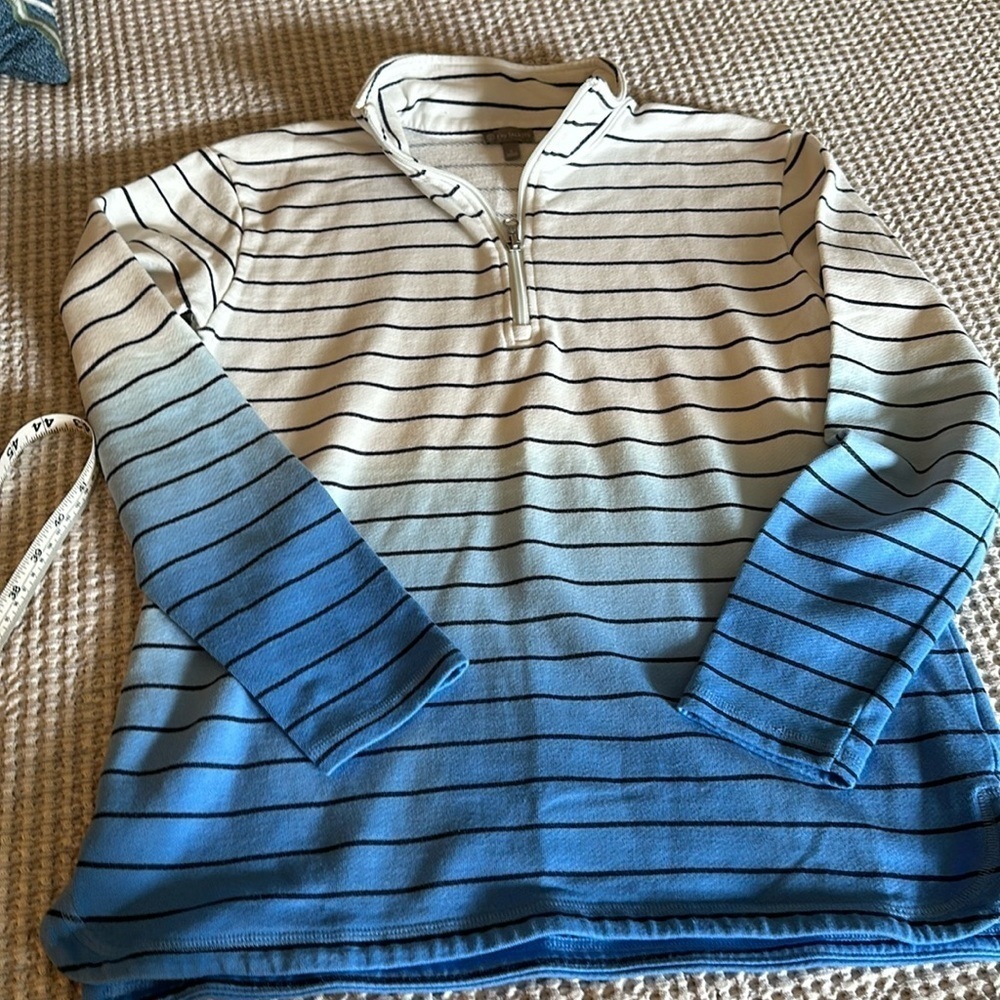 T by Talbots 1/4 zip ombré stripe